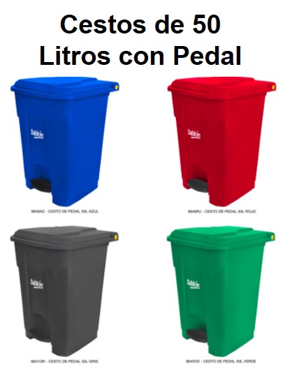 Bote de basura con pedal Sablon 50 Litros